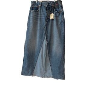 Levi's NWT Icon Button Fly Size 30 Denim Maxi Two Toned Jean Women's Skirt